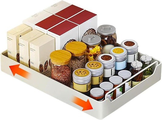 Pull Out Drawers for Cabinets Expandable Drawer Pull Out Drawer Kitchen for Gluing Kitchen Organizer Organizer No Drilling and Nailing Required Cabinet Organizer, 43*30*7cm