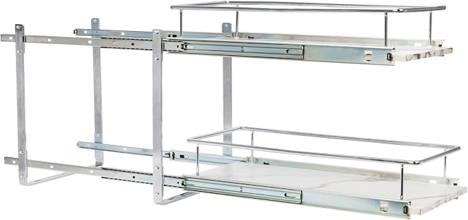 Household Essentials Chrome Steel & Faux Marble Dual Slide Organizer
