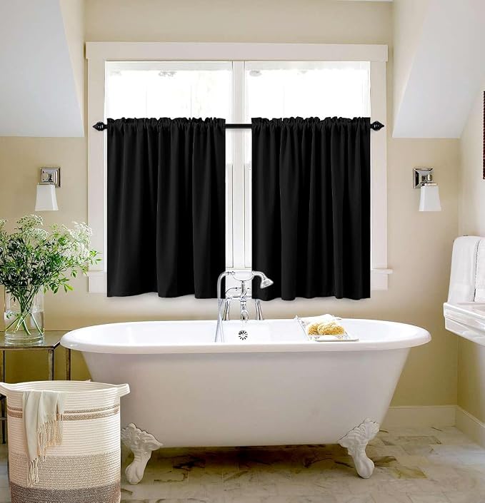 KOUFALL Bathroom Curtains Window,30 Inch Short Blackout Curtains for Small Windows,Wide 34 x 30 in Length