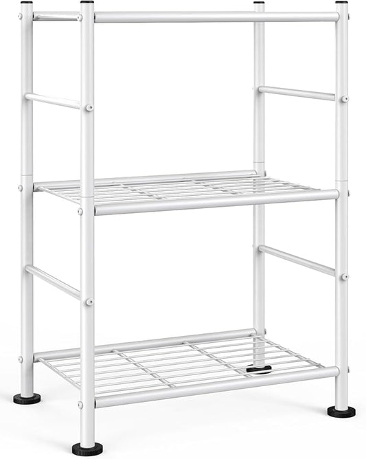 Sakugi Storage Shelves - 3 Tier Shelf Organizer, Sturdy Metal Garage Shelving with Adjustable Leveling Feet, Space-Saving Shelves Organizer for Pantry, Laundry, Kitchen (18" x 12" x 30", White)