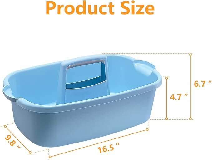 Goderewild 2 Pack Multi-Purpose Plastic Cleaning Caddy with Handle, Shower Caddy Organizer/Storage Basket/Totes Portable for Bathroom Supplies, Cleaning Products, Under Sink Tool. (blue+grey)