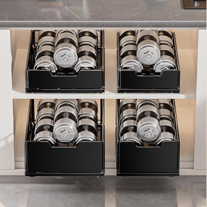 Pull Out Kitchen Cabinets Organizer, Pantry Pull Out Shelves, Metal Slide Out Storage Drawers No Drill Slide Out Drawers for Cabinets Bathroom Organizer