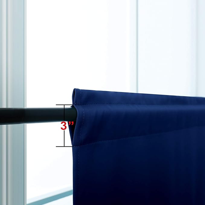 KOUFALL Navy Blue Small Window Curtains, Thermal Short Blackout Curtains for Kitchen Window Over Sink Bathroom Cabinet Bedroom, 34w x 24 Inch Length, Dark Blue