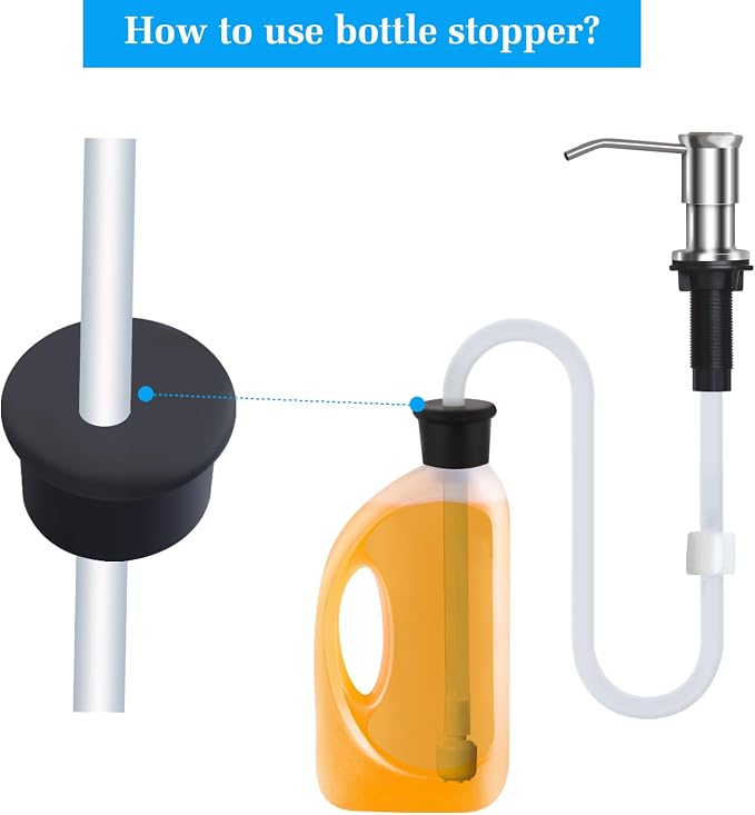 Sink Soap Dispenser Extension Tube kit with Upgraded Check Valve, 47”Silicone Tube, Prevent Backflow, Fit Most Soap Dispenser, No Need to Fill The Little Bottle Again （1 Pack）