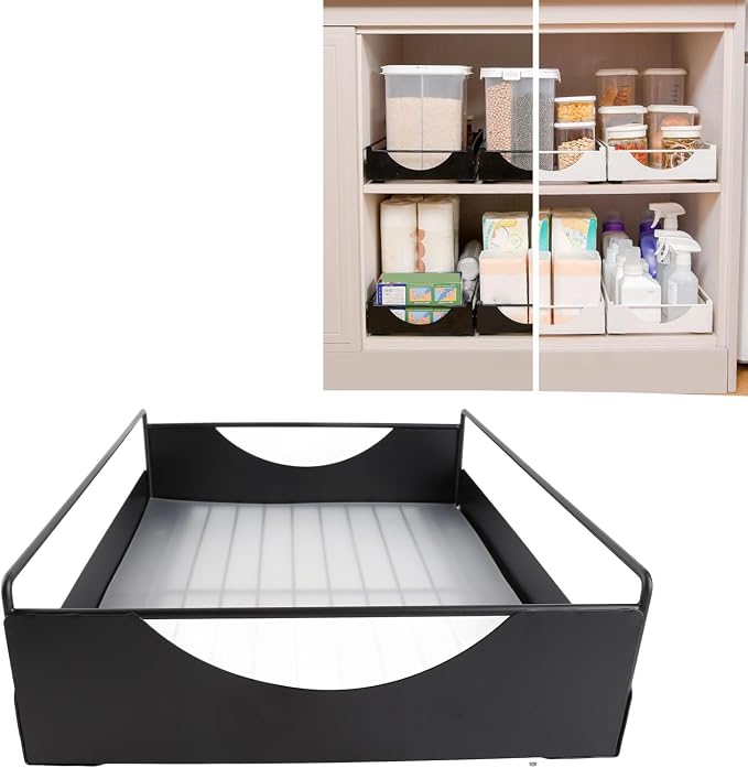 Pull Out Cabinet Organizer Smooth Sliding Silent Pantry Shelves Bathroom Wardrobe (L)