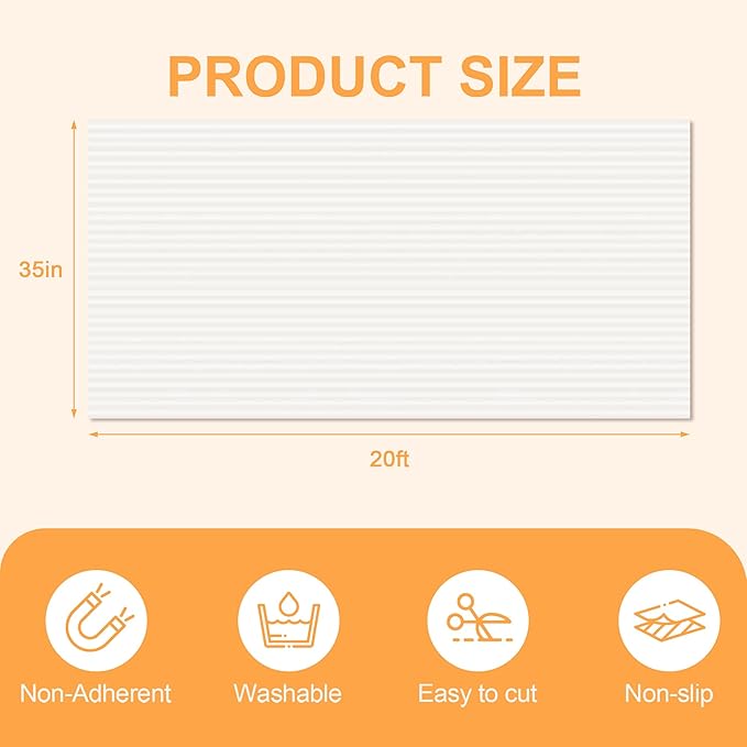 FEXIA Shelf Liners for Kitchen Cabinets Drawer Non Adhesive Non-Slip Liner 35 Inches x 20 FT Waterproof & Oil-Proof Durable Material Fridge Liner for Shelves