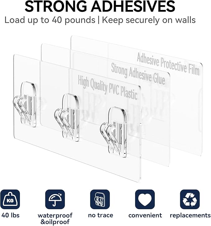 YASONIC Shower Caddy Adhesive, Rustproof Shower Shelves for Inside Shower, No Drilling Bathroom Organizers and Storage, 6 Pack Large Capacity Bathroom Caddy for Kitchen & Home Decor-XXL Size