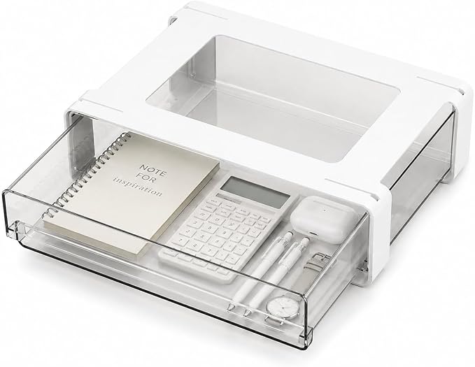 Under Desk Drawer Organizer, Hidden Pull-Out Storage with Large Capacity, Adhesive No Drill Under Desk Drawer for Office Desk Organization,XL