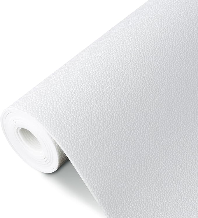 WochiTV Shelf Liner for Cabinets, Drawer Non Adhesive Non Slip Foam Mat for Kitchen, Pantry, Bathroom, Cupboard, Garage, Closet, Shelves, Drawer, Tool Box, White 17.5 x 236 inches