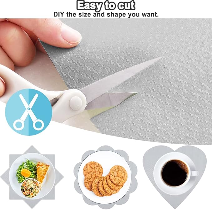 Waterproof Shelf Liner No Slip Drawer Liner for Bathroom, Non Adhesive Kitchen Cabinet Mats EVA Plastic Drawer Mats Roll for Closet, Shelves, Cupboard, Countertop, Fridge Liner -Light Grey 17.7"×78.7"