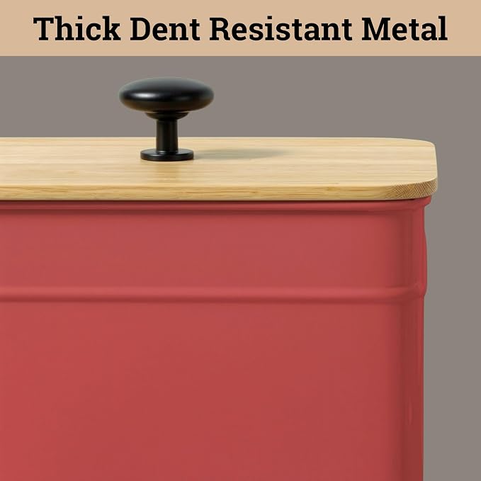 Kitchen Canisters for Countertop Set of 4 with Customizable Chalkboard Labels & Marker Pen - Big Iron Kitchen Canister Set with Airtight Lids - Red Canisters - Sugar Tea Coffee Containers Sets