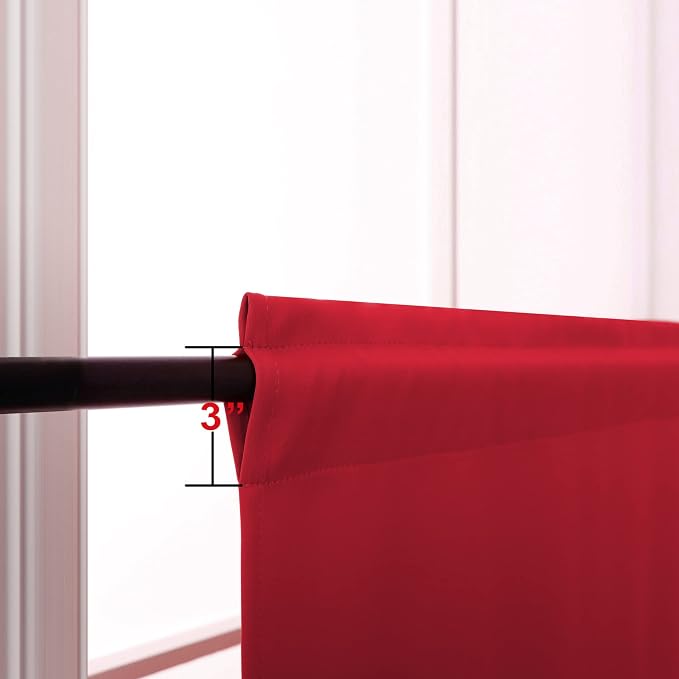 KOUFALL Red Short Curtains for Bedroom 2 Panels Set Blackout Curtains for Small Windows Boys Room Width 34 x 30 Inch Length