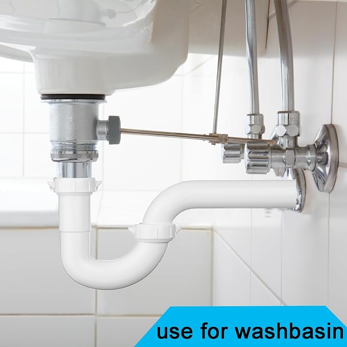 (1 Pack) Yariwiz White 1 1/4 Inch Basin Sink Drain Pipe Tubular Kit, Not Used for Kitchen Sink KSD-003W