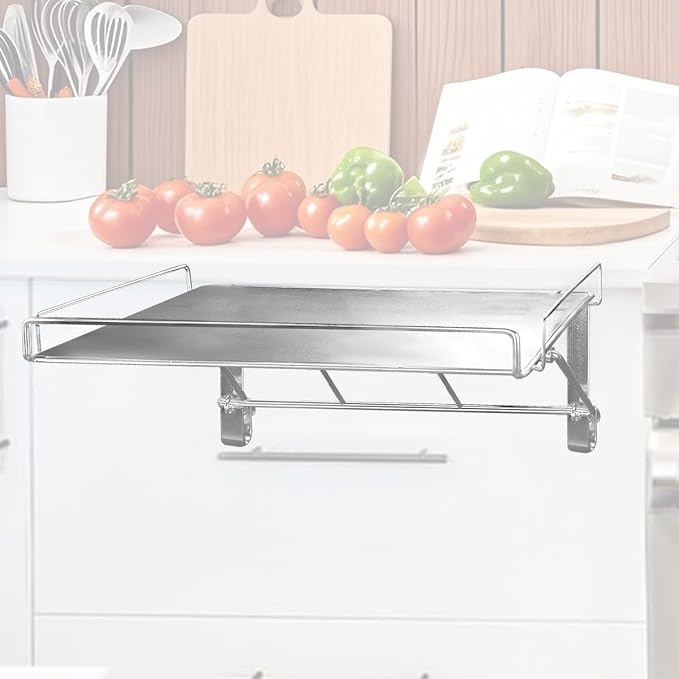Foldable Cabinet Door Organizer & Countertop Shelf,No Drill Shelf,for Cabinet Pantry Cupboard,Rust-Resistant Design,Easy Installation Easter Gift (Black)
