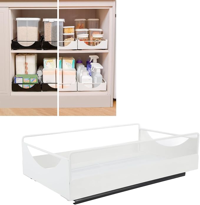 Pull Out Cabinet Organizer Smooth Sliding Silent Pantry Shelves Bathroom Wardrobe (M)