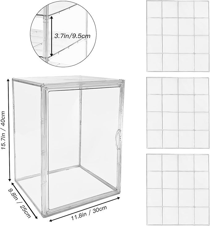 BOHOIDEE Extra Large 4 Tiers Clear Bread Box for Kitchen Counter, Acrylic Bread Keeper Stackable Storage Container Plastic Bread Bin Holder with Magnetic Door for Pantry Countertop