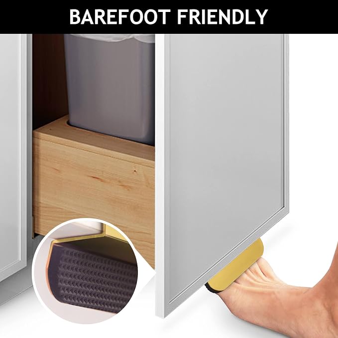 RVPEKUPE 2-Pack Under Cabinet Foot Pull with Adhesive and Screws, Hands Free Toe Foot Pull Opener for Kitchen Trash Cabinet Drawer, 4 Inch (Gold)