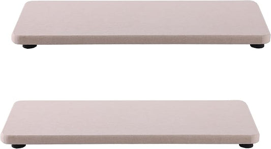 NiuYichee 2 Pcs Water Absorbing Stone Trays, Kitchen/Bathroom Sink Soap Dish, Diatomite Tray Used for Hand Soap & Cosmetic Bottles in The Modern Home, 3.15" W x 8.7" L, Light Gray