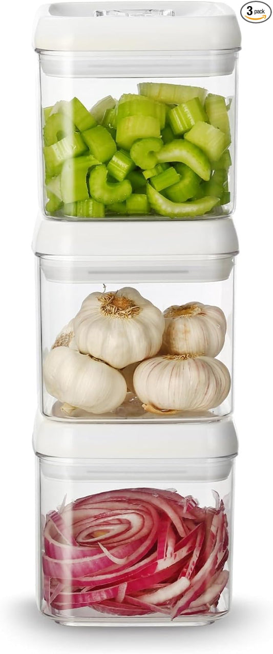 Felli Flip Tite Food Storage Container 5" LARGE Size Airtight Lid Lock Top, Stackable Kitchen Canister for Space Saving, Pantry Fridge Cupboard Organizer, Spice Seasoning Pet Treats Snack (1.1 qt)