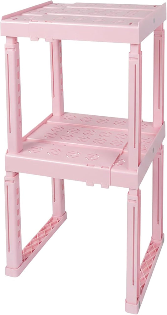 Piffny Locker Organizer Shelf, Adjustable Width and Height, Ideal for School, Office, and Gym Lockers, Pink 2 Pack