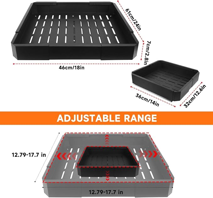 Pull out Cabinet Organizer,Adjustable Width (14"-19") and Depth (17"-24") Expandable,No Drill Slide out Drawers for Kitchen,Pantry,Adhesive Roll out Shelves,for Cabinets Without Lip (black)
