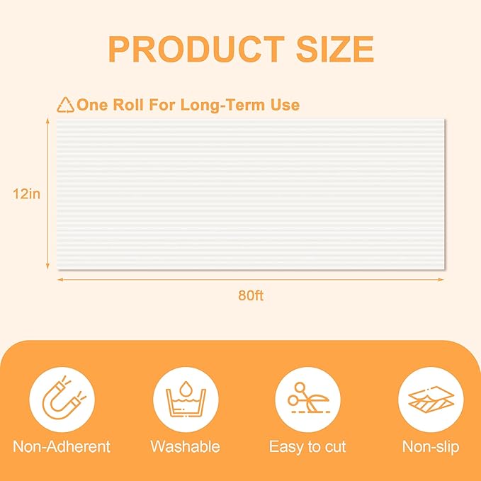 FEXIA Shelf Liners for Kitchen Cabinets Non-Slip Drawer Liner 12 Inches x 80 FT Waterproof & Oil-Proof Non Adhesive Durable Material Fridge Liner for Shelves