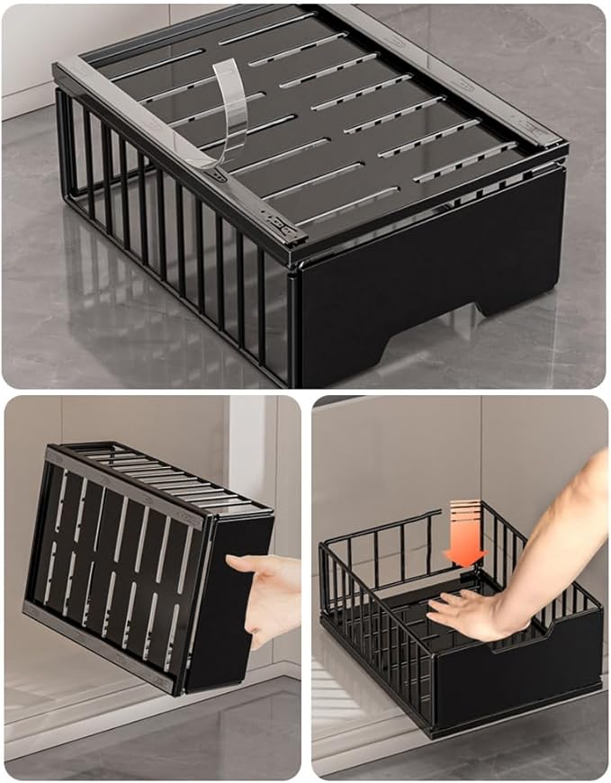 Pull Out Cabinets Drawers, Under Kitchen Sink Organizer No Drill Slide Out Drawers for Kitchen Cabinets Bathroom Cabinet Organizer Pantry Pull Out Storage Shelves Black heightened 30cm