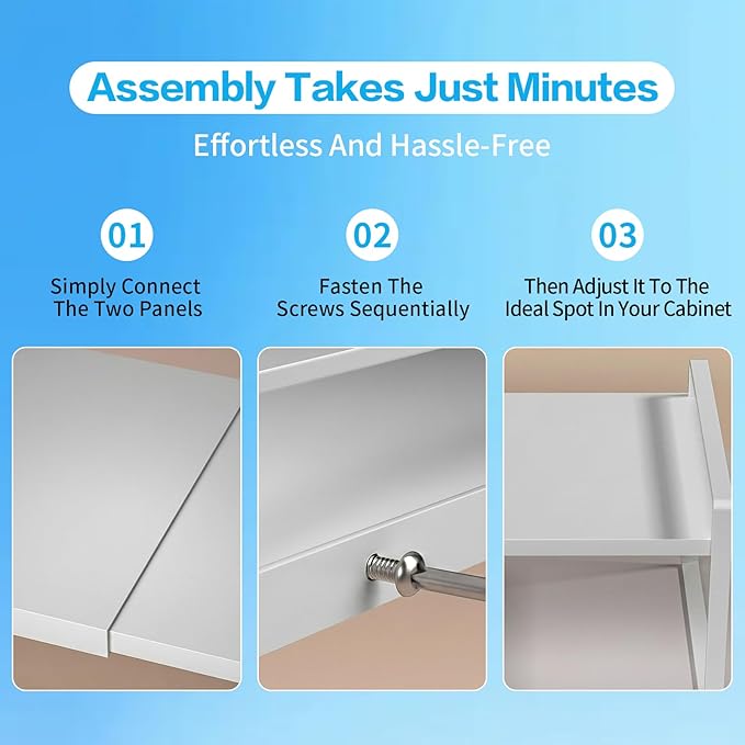 Expandable Cabinet Shelf Organizer, 2 Pack Stackable Metal Storage Rack, Adjustable Width & Height Countertop Spice Rack, Heavy Duty Pantry Cupboard Under Sink Organizer for Kitchen Office
