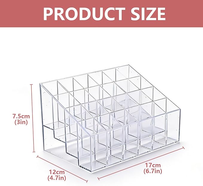 Nail Polish Organizer Holder,24 Slots Nail Organizer Rack, Clear Acrylic Nail Polish Storage Shelves,6-Tier Nail Polish Display Stand for Vanity, Bathroom Counter, Dresser,Salon,(1 Pack)
