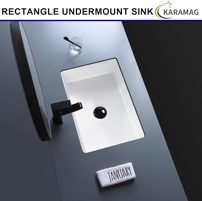 20 Inch Undermount Bathroom Sink Rectangle Undermount Sink White Ceramic Under Counter Bathroom Sinks with Overflow (19.8"x13.7")