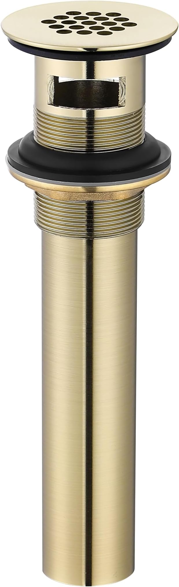 Delle Rosa Brushed Gold Bathroom Sink Drain Strainer,Grid Drain Strainer Assembly with Overflow for Bathroom Sink, Vessel Sink Drain Made of Brass
