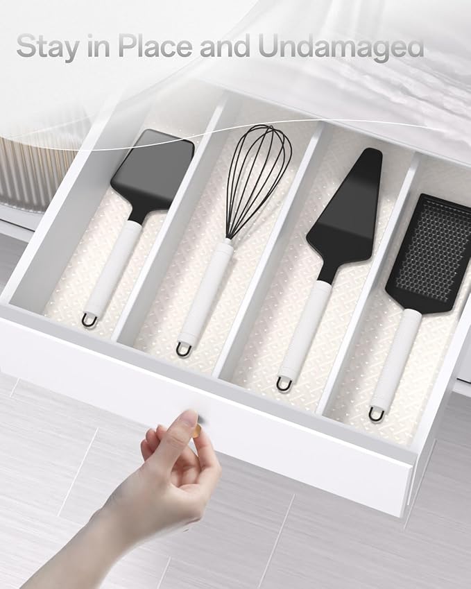 Shelf and Drawer Liner for Kitchen Cabinet, Non-Adhesive 12in x 360in Waterproof Contact Paper Refrigerator Liners Thickened Durable EVA Material Non Slip Mat for Dresser Cupboard Pantry Protector