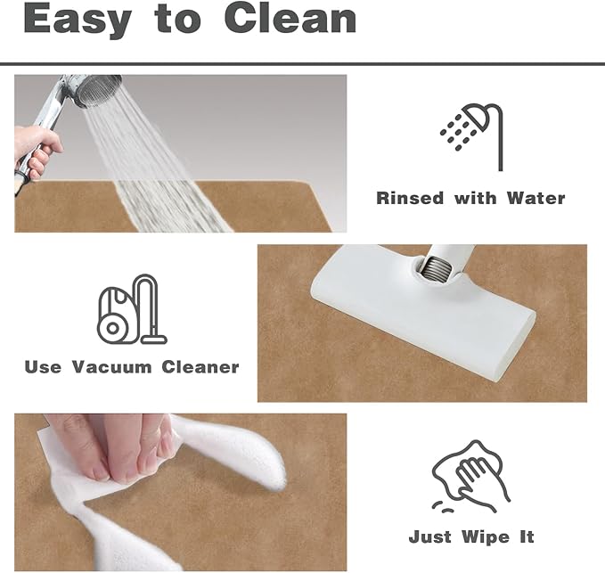 TYUU Bath Mat, Bathroom Rugs Non Slip Washable Thin Absorbent Quick Dry Bath Mat Fits Under Door Bathroom Floor Mat Perfect for Bath, Shower, or Sink 20"x48" Camel