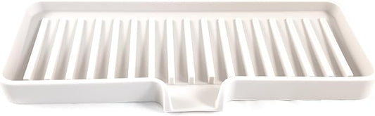Silicone Soap Dish Tray and Sponge Holder with Drain Chute, Rectangular, Kitchen and Bathroom Sink Organizer (Vanilla Cream, 9"x3.5")