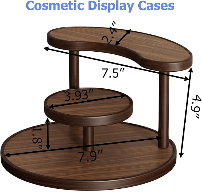 GDQ Wooden Display Organizer Stand,Perfume Organizer, Brown Bamboo Vanity Organizer Display Storage for Cosmetics, Perfume, Plants, Tea Set, Open Design for Entryway/Living Room/Bathroom/Bedroom