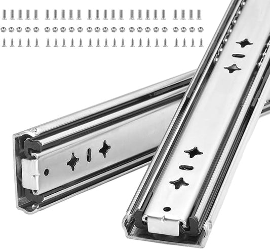 Heavy Duty 16" Drawer Slides, Full Extension Ball Bearing, 300LB | 53MM Width, 3-Fold Design, Side Mount, Smooth & Quiet Operation, for Cabinets, Drawers, Workbenches
