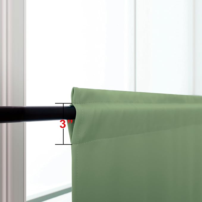 KOUFALL Kitchen Curtains 18 x 30 Inch Length,Not See Through Blackout Window Curtain Panels for Bathroom,Sage Green