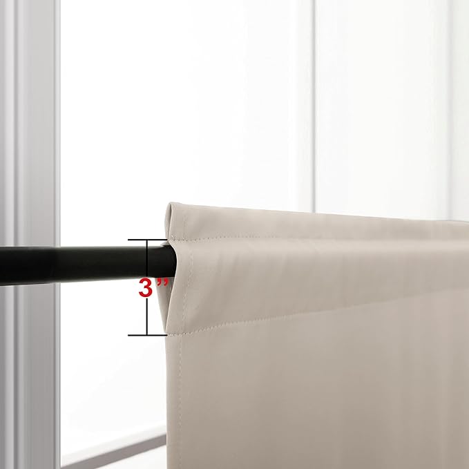KOUFALL Small Summer Thermal Cafe Curtains for Kitchen Window Over Sink, Room Darkening Neutral Tan Beige Boho Farmhouse Tier Half Curtains, Wide 34 x 24 Inch Length