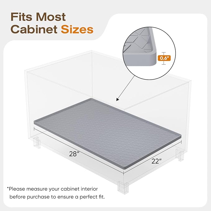 TRZZ Silicone Waterproof Under Sink Mat 28" x 22", Drip Tray and Cabinet Liner for Kitchen and Bathroom, Prevents Water Damage and Organizes Cabinets (Brown)