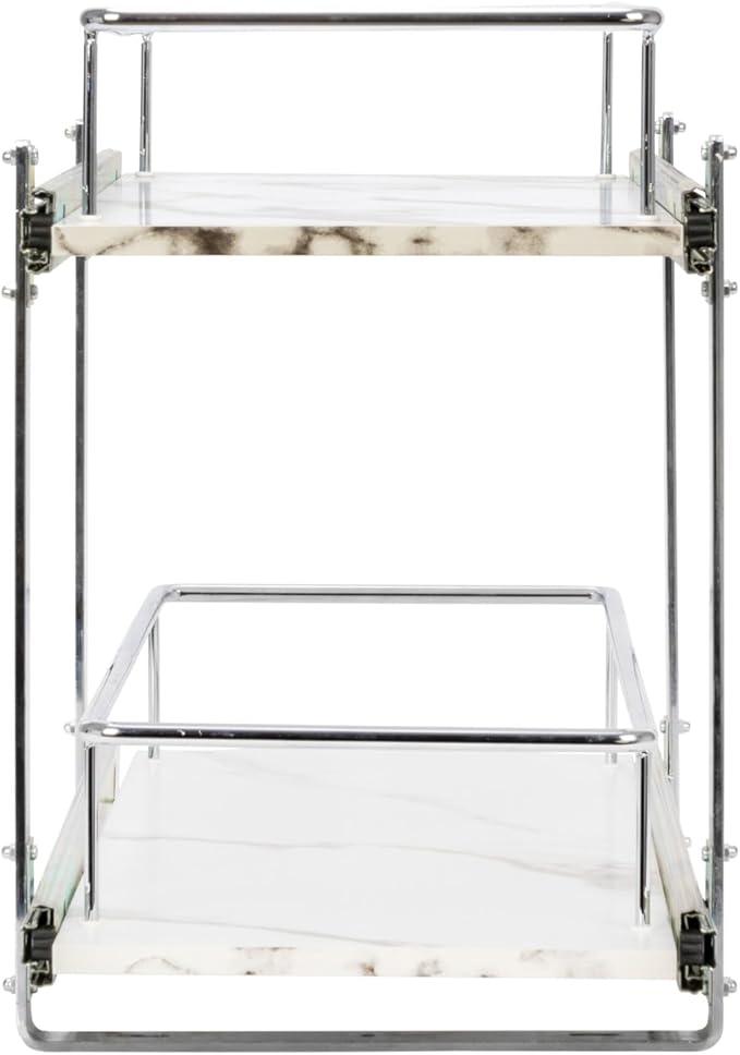 Household Essentials Chrome Steel & Faux Marble Dual Slide Organizer