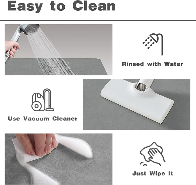 TYUU Bathroom Mat Quick Dry, Bathroom Rugs Non Slip Washable Thin Absorbent Bath Mat Fits Under Door Bathroom Floor Mat Perfect for Bath, Shower, or Sink 17"x59" Light Grey