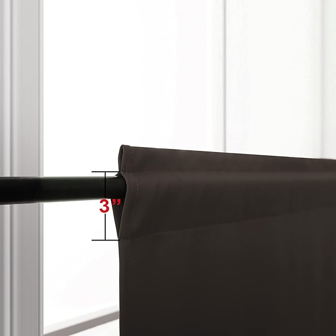 KOUFALL 30 Inch Small Window Curtains, Thermal Blackout Curtains for Kitchen Over Sink Bathroom Window Cabinet Bedroom, 34W x 30 in Length, Chocolate Brown