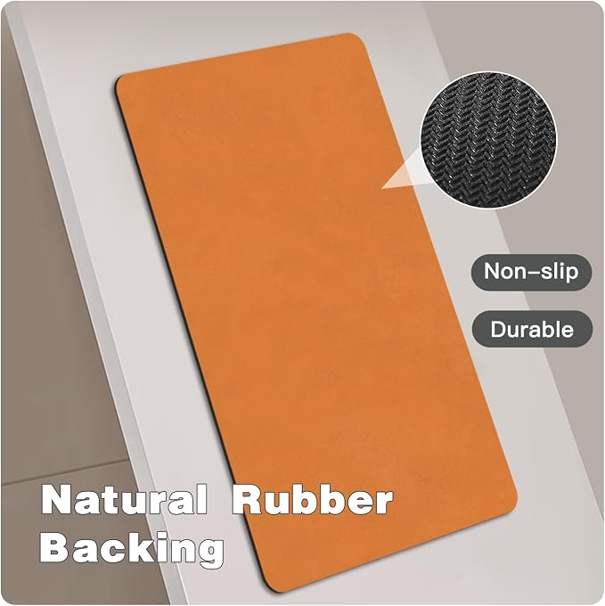 TYUU Toilet Rug, Thin Toilet Rugs U Shaped Washable Non Slip Absorbent Quick Dry Low Pile Toilet Mat, 20"x24" U Shape Orange
