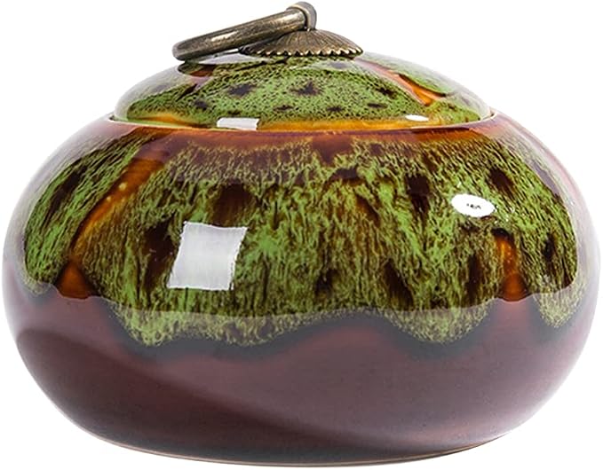 Simcat Ceramic Storage Jars, Exquisite Glaze Food Canisters for Kitchen Spice Storage,Tea Caddy Storage,Coffee Jar,Condiment Jar with Seald Lid (Green B)