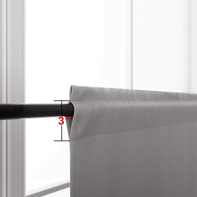 KOUFALL Half Curtains for Windows,Blackout Small Privacy Curtain for Bedroom Bathroom Kitchen RV,Light Grey,30 Inch Long