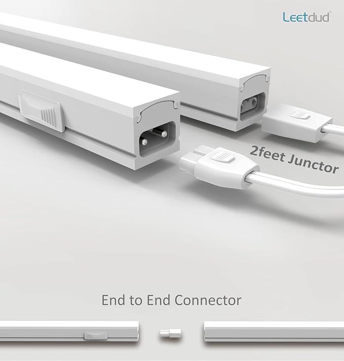 Leetdud Under Cabinet Lighting Plug in, 12 Inch 4 Pcs, Linkable AC120V 3CCT 3000K/4000K/5000K Ultra Slim, LED Under Cabinet Lights for Counter Light, Kitchen, Shelf, Sink, Workshop, Desk, White