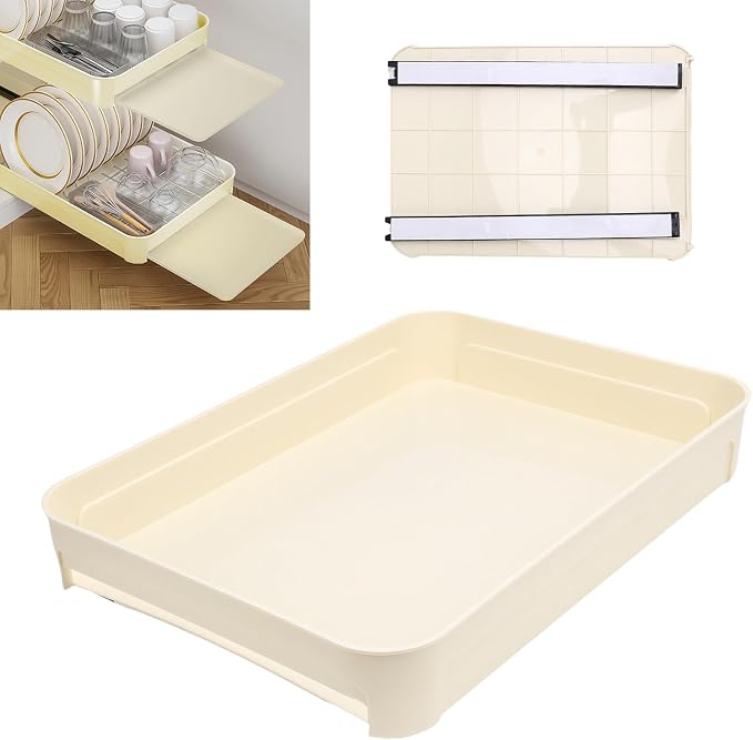 Pull Out Cabinet Organizer, No Drill Slide Out Drawer with Arc Reinforced Structure for Kitchen Under Sink Storage Tray, Quiet 3 Section Guide Rail, 16.73x12.01x2.95 Inch
