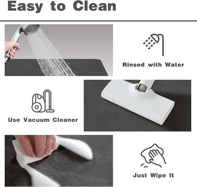 TYUU Bath Mat, Bathroom Rugs Non Slip Washable Thin Absorbent Quick Dry Bath Mat Fits Under Door Bathroom Floor Mat Perfect for Bath, Shower, or Sink 16"x24" Dark Grey