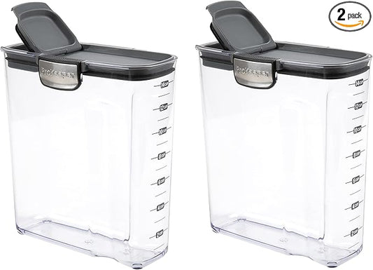 Progressive International ProKeeper+ Clear Plastic Airtight Food Baker's Kitchen Storage Organization Container Canister Set with Magnetic Accessories, 2- Piece Set (Cereal 4.2-Quart)