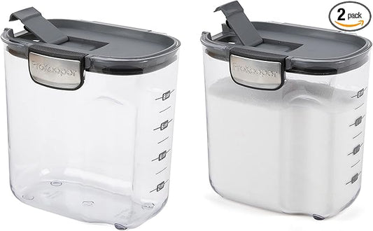 Progressive International ProKeeper+ Clear Plastic Airtight Food Baker's Kitchen Storage Organization Container Canister Set with Magnetic Accessories, 2- Piece Set (Sugar 2.5-Quart)